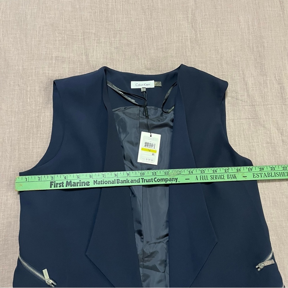 NWT Calvin Klein Women Navy Open Vest Zipper Details Size 14 Workwear Office - Picture 7 of 7